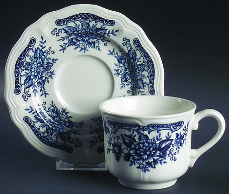 Blue Carnation Flat Cup & Saucer Set