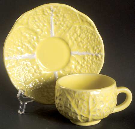 Cabbage Yellow Flat Cup & Saucer Set by Secla