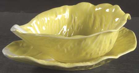 Cabbage Yellow Gravy Boat & Underplate