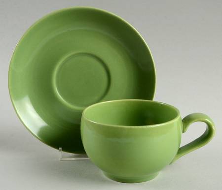 California Modern Light Green Flat Cup & Saucer Set by Santa Anita