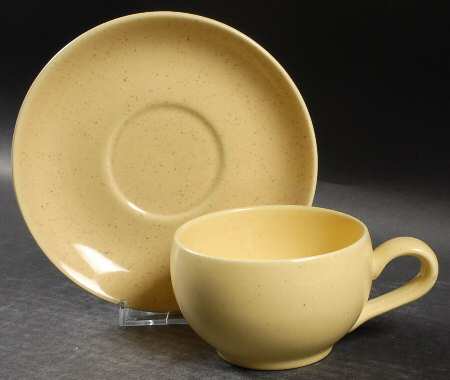 California Modern Yellow (Canary, Specks) Flat Cup & Saucer Set