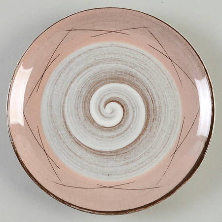Stylized Spirals Brown and Pink Bread & Butter Plate