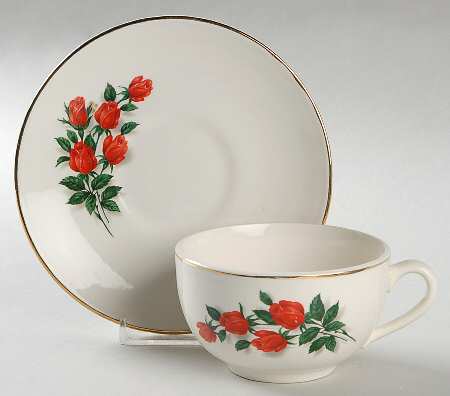 American Beauty Flat Cup & Saucer Set by Sabin