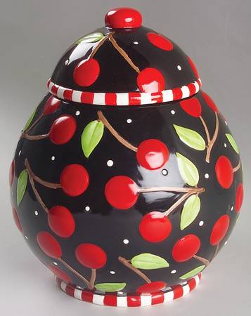 Cherries (No Verge) Cookie Jar & Lid