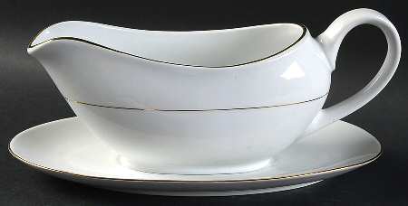 Classic Gold (White) Gravy Boat & Underplate
