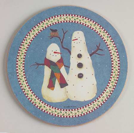 Snowman Cork Back Round Coaster