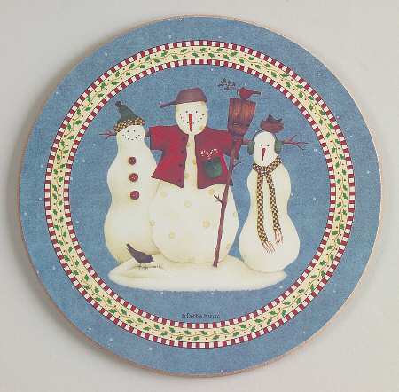 Snowman Cork Back Round Coaster