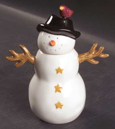 Snowman Figural Sugar Bowl & Lid