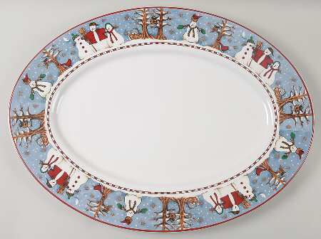 Snowman 20" Oval Serving Platter