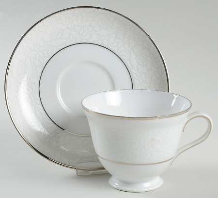 Damask Footed Cup & Saucer Set