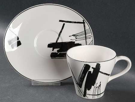 Calligraphy Flat Cup & Saucer Set