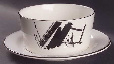 Calligraphy Gravy Boat with Attached Underplate