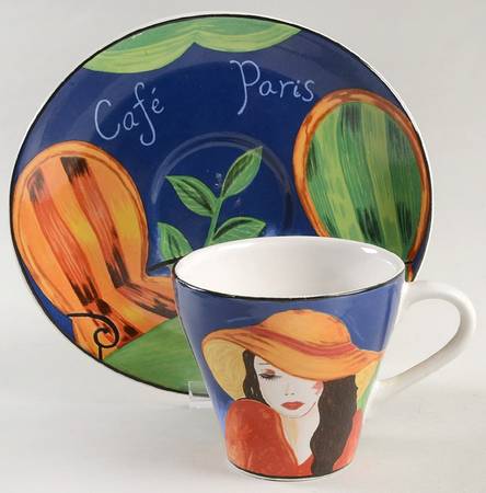 Cafe Paris Flat Cup & Saucer Set by Sango