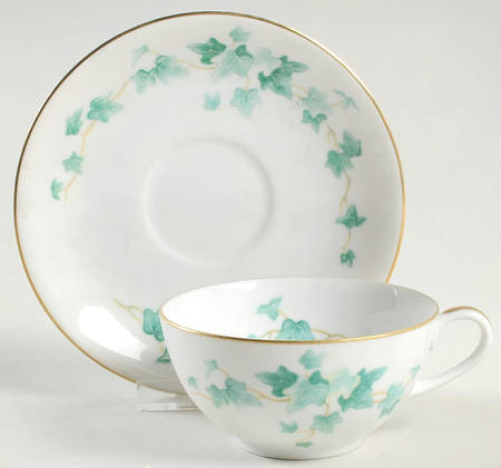 Caprice Green Flat Cup & Saucer Set