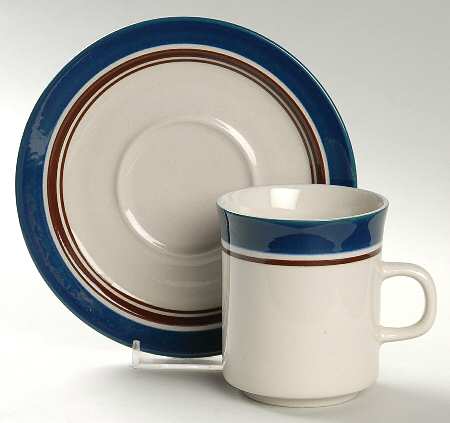 Carousel Blue Flat Cup & Saucer Set by Sango