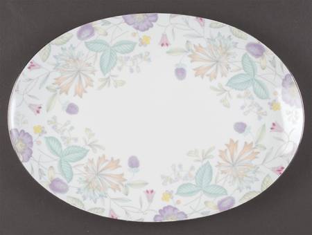 Fantasia (Platinum Trim) 12" Oval Serving Platter