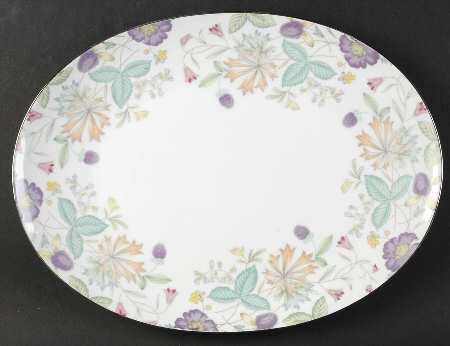 Fantasia (Platinum Trim) 14" Oval Serving Platter