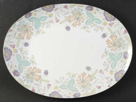 Fantasia (Platinum Trim) 13" Oval Serving Platter
