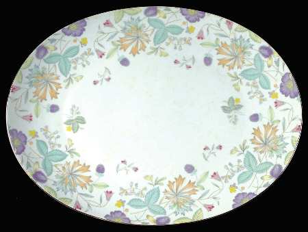 Fantasia (Platinum Trim) 16" Oval Serving Platter