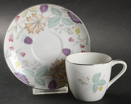 Fantasia (Platinum Trim) Flat Demitasse Cup & Saucer Set