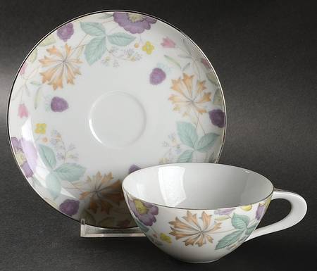 Fantasia (Platinum Trim) Flat Cup & Saucer Set