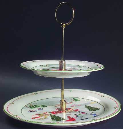 Silent Night 2 Tiered Serving Tray (Dinner & Salad Plate)