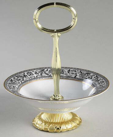 Spanish Lace 6"-7" Handled Footed Nut Dish HC