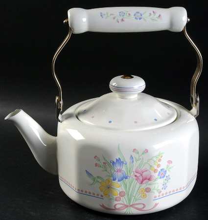 Victorian Flowers Metal Kettle & Lid