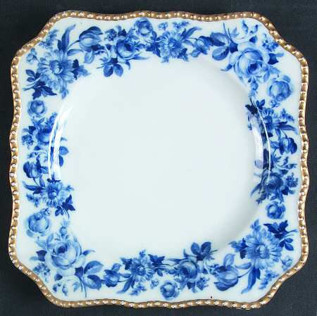Cobalt Rose Square Salad Plate