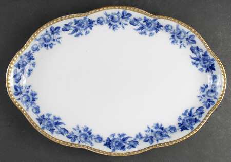 Cobalt Rose 16" Oval Serving Platter