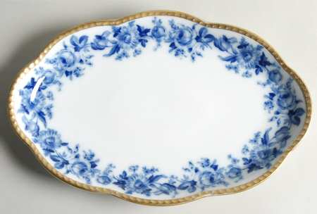 Cobalt Rose 12" Oval Serving Platter