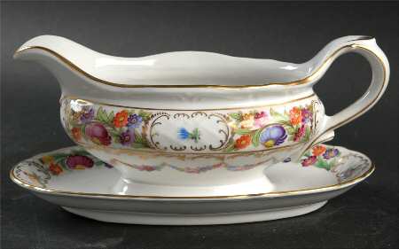 Dresden Garland Gravy Boat with Attached Underplate