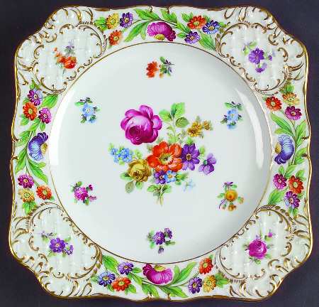 Empress Dresden Flowers Square Luncheon Plate