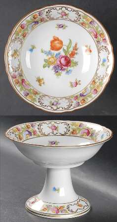 Empress Dresden Flowers Round Compote (Height X Width)