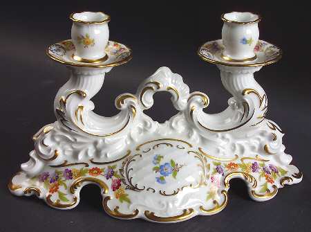Empress Dresden Flowers Double Light Candlestick