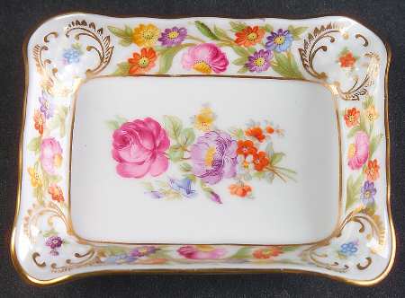 Empress Dresden Flowers 4" Rectangular Ashtray by Schumann - Bavaria