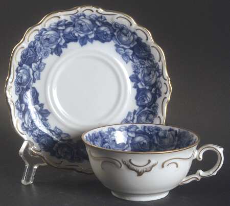 Heirloom Blue Flat Cup & Saucer Set