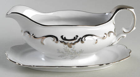 Platinum Glow Gravy Boat with Attached Underplate by Schumann - Bavaria