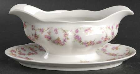 Rose Arbor Gravy Boat with Attached Underplate