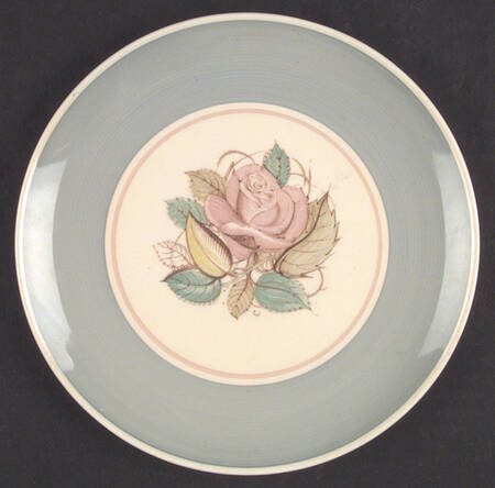 Patricia Rose Green (Green Rim, Pink Ring) Salad Plate