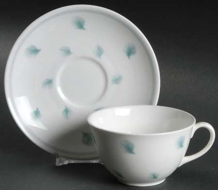 Whispering Grass Aqua (Coupe) Flat Cup & Saucer Set