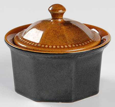 Octagon Amber Sugar Bowl & Lid