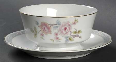 Peonies Gravy Boat with Attached Underplate