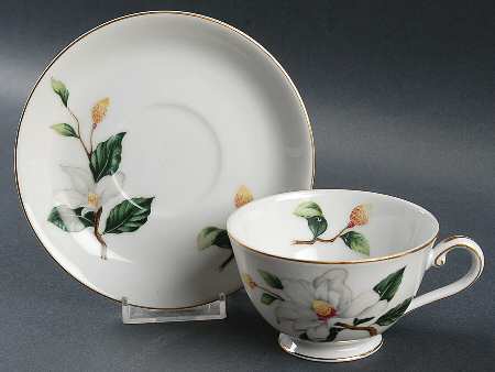 Fall Camellia Footed Cup & Saucer Set