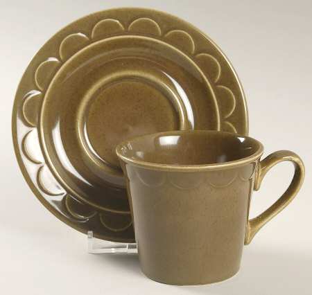 Granada Green Flat Cup & Saucer Set