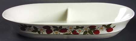 Strawberries N' Cream 13" Oval Divided Vegetable Bowl