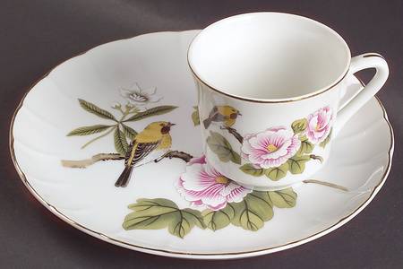 Chinese Garden (Fine China) Snack Plate & Cup Set