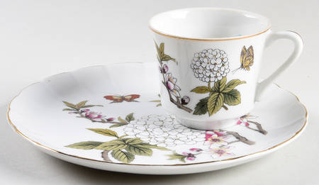 Chinese Garden (Fine China) Snack Plate & Cup Set