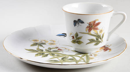 Chinese Garden (Fine China) Snack Plate & Cup Set