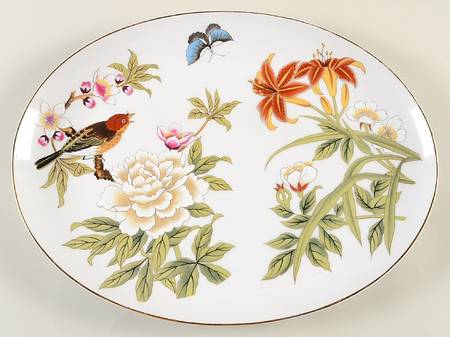 Chinese Garden (Fine China) 14" Oval Serving Platter